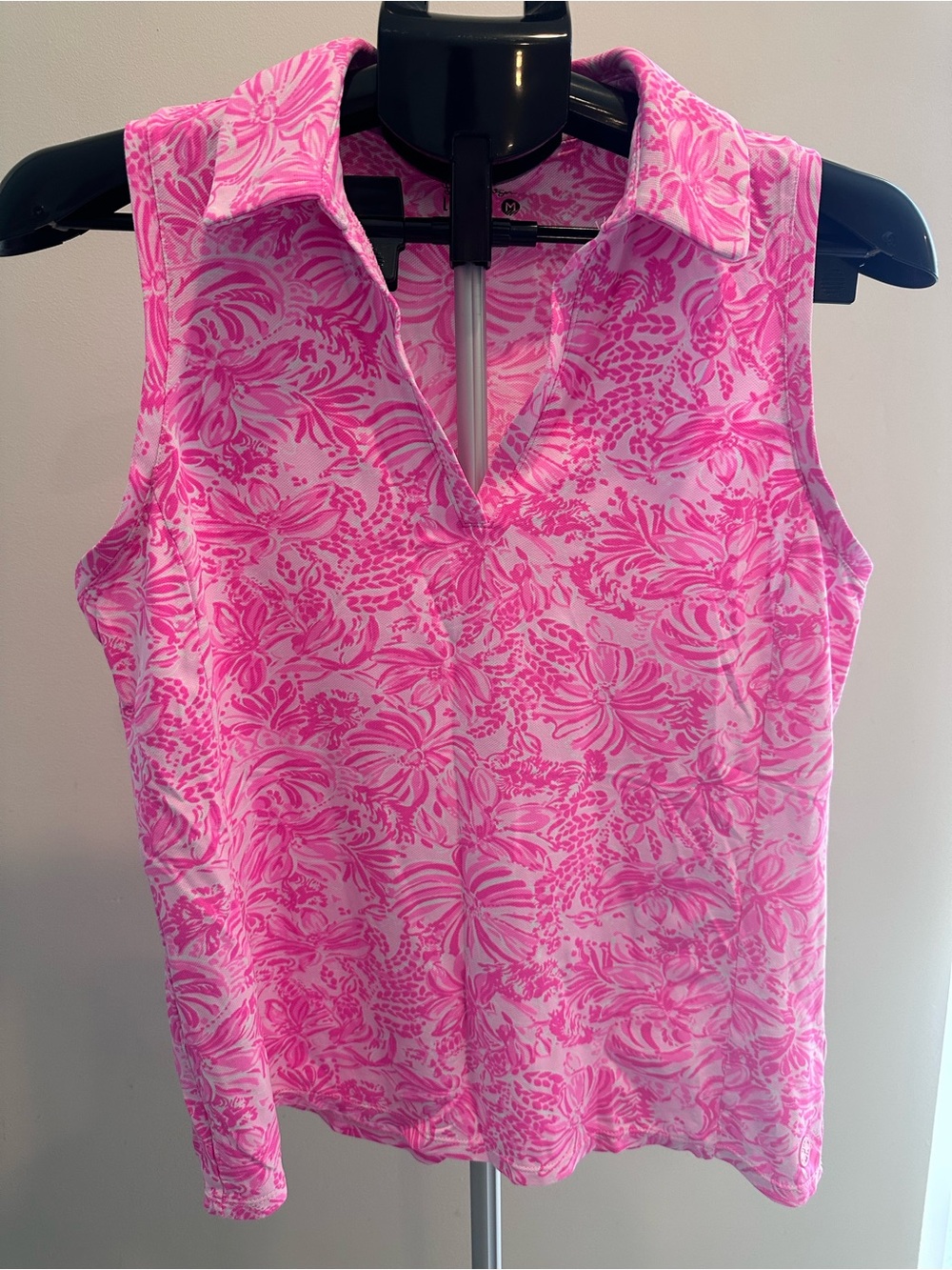 Lilly Pulitzer Pink Floral Sleeveless Polo Tank